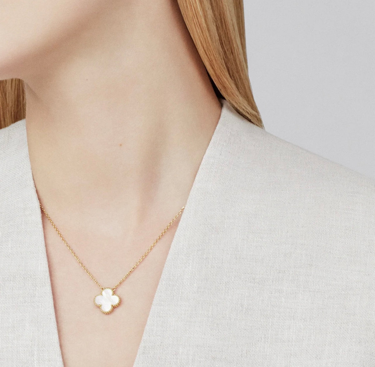 Collana Quadrifoglio madreperla bianca