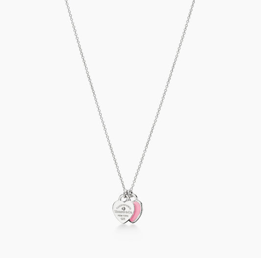 Collana Tiffany Cuore Rosa e Argento