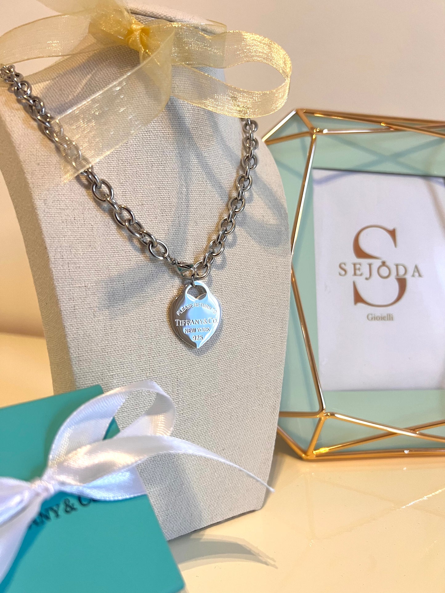 Collana Chain Link Heart tag