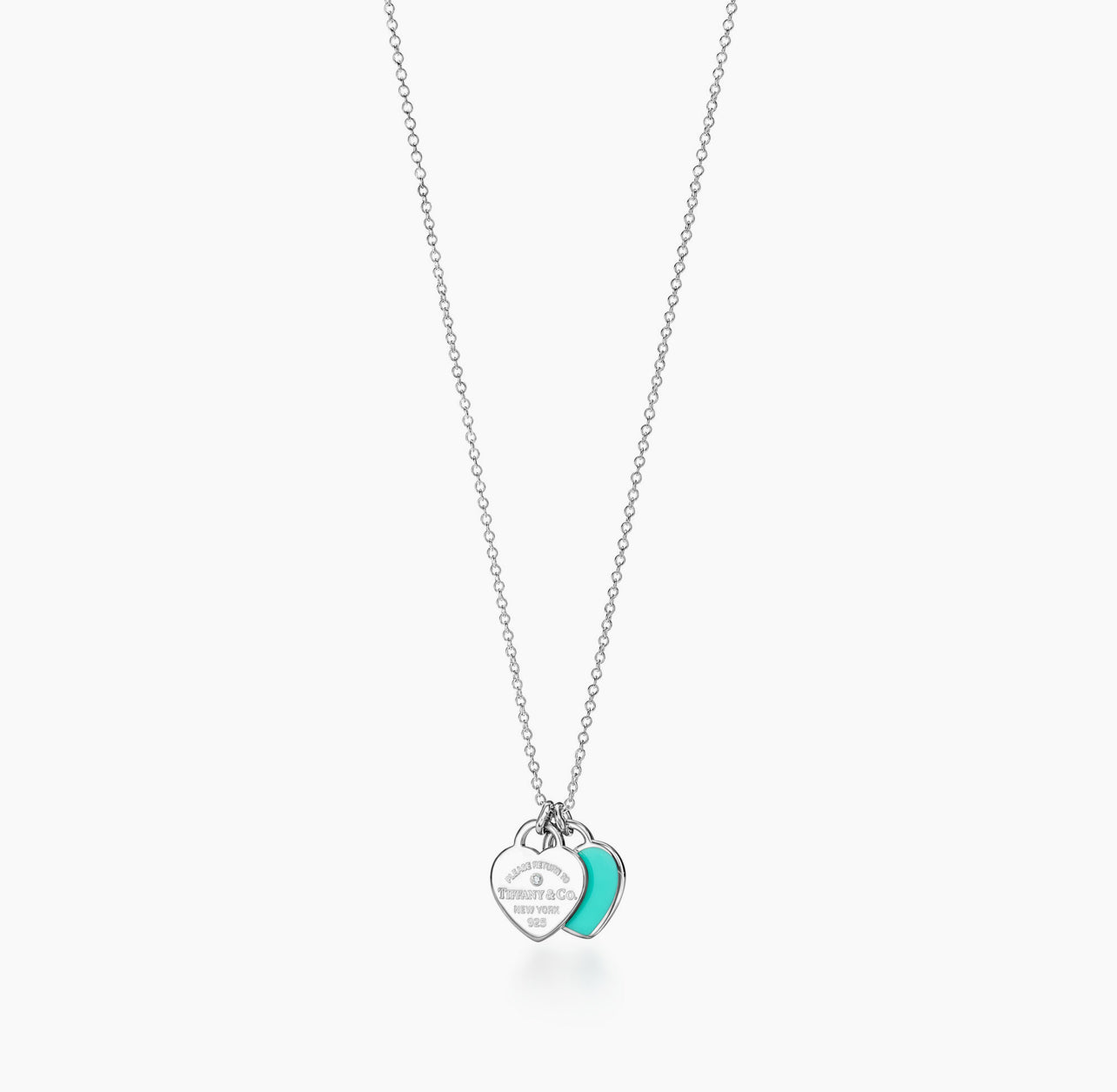 Collana Tiffany doppio Cuore Blue Tiffany e Argento
